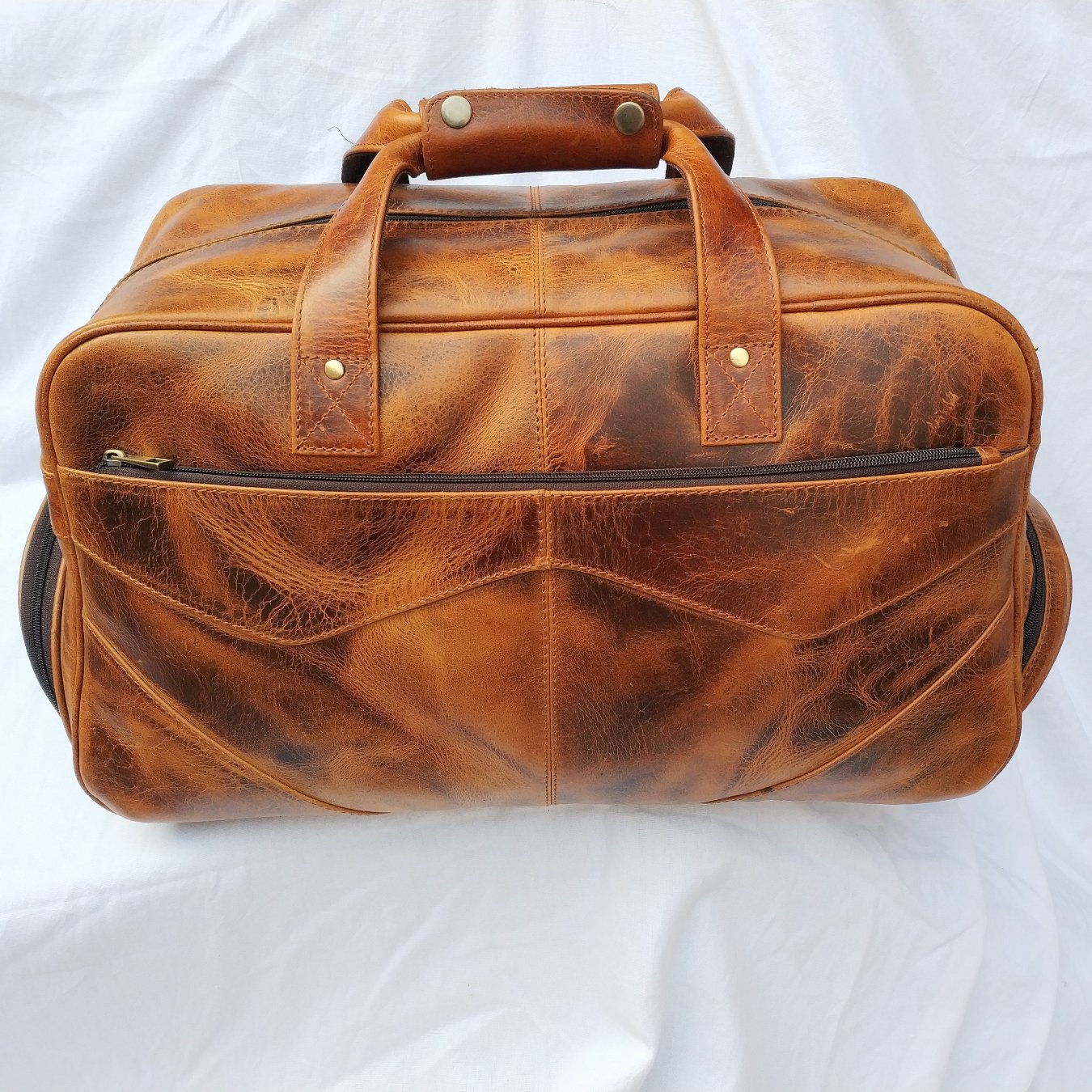 Crazy Horse Leather Weekender Bag, Vintage Leather Carry On Travel Bag